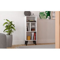 Manhattan Comfort 179AMC205 Warren Mid-High Bookcase 2.0 with 5 Shelves in White with Black Feet